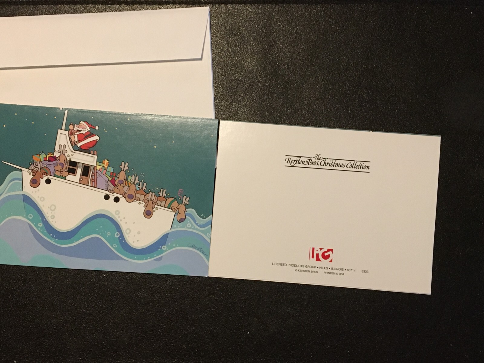 3 Vintage Kersten Brothers Sailing Santa & Reindeer on Boat Funny Christmas Card eBay