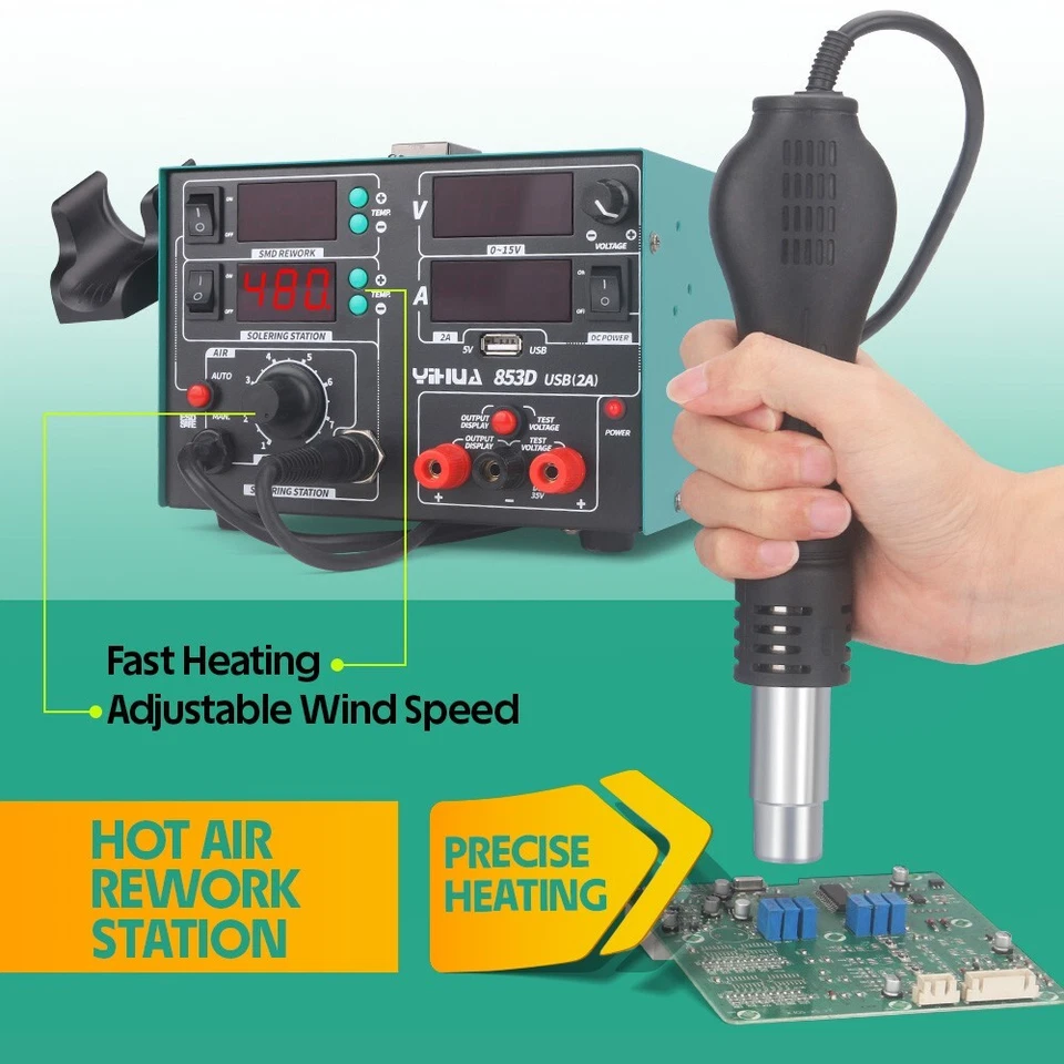 YIHUA 853D Soldering Station 15V 2A DC Power Supply Digital Desoldering Station - Image 2 of 4