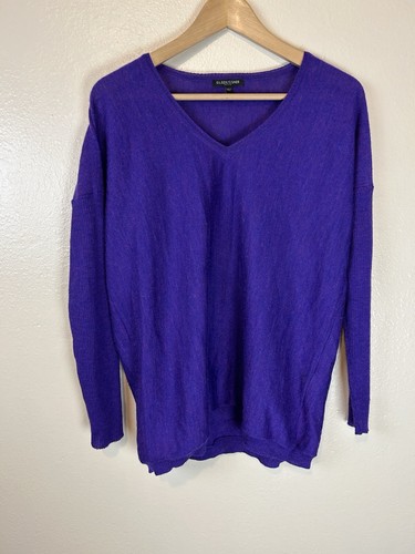 Eileen Fisher Petite S Sweater Pullover 100% Royal Alpaca Purple Knit