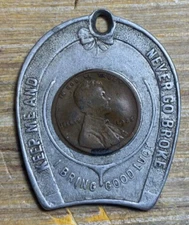 Vintage Authentic 1925 Keep Me & Never Go Broke Encased Coin Token Lucky Charm