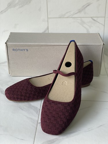 Rothy's Women's The Max Square Mary Jane Flats Wine Red Size 12.5 New 232-005 - Picture 2 of 7