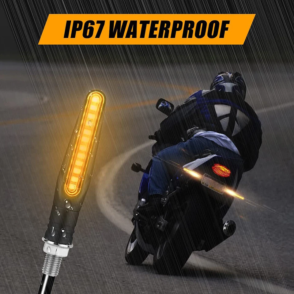 4Pcs Universal Motorcycle LED Turn Signal Indicator Blinker Amber Lights Durable - Imagem 3 de 4