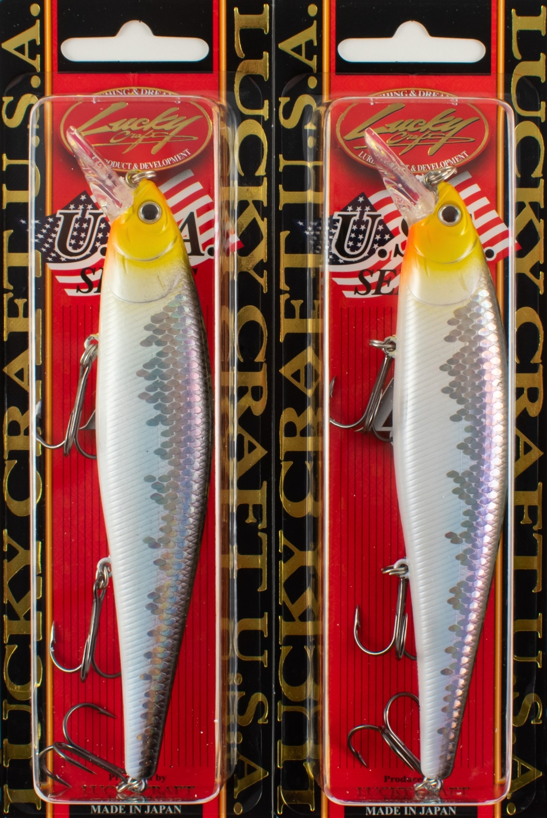 (LOT OF 2) LUCKY CRAFT POINTER 128SP 1OZ PT128SP-424 MS IMPULSE SHAD L8343