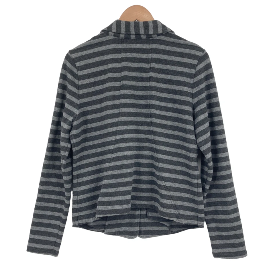 Caslon Blazer Jacket Womens Large Gray Stripe Cotton Long Sleeve Single Breasted - Image 2 of 4