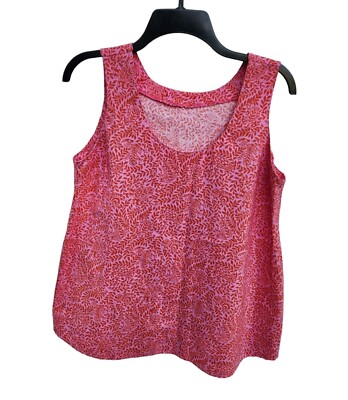 Tank Top Sleeveless Blouse Frog Leaf All Over Print Pink Pink Medium Tropical