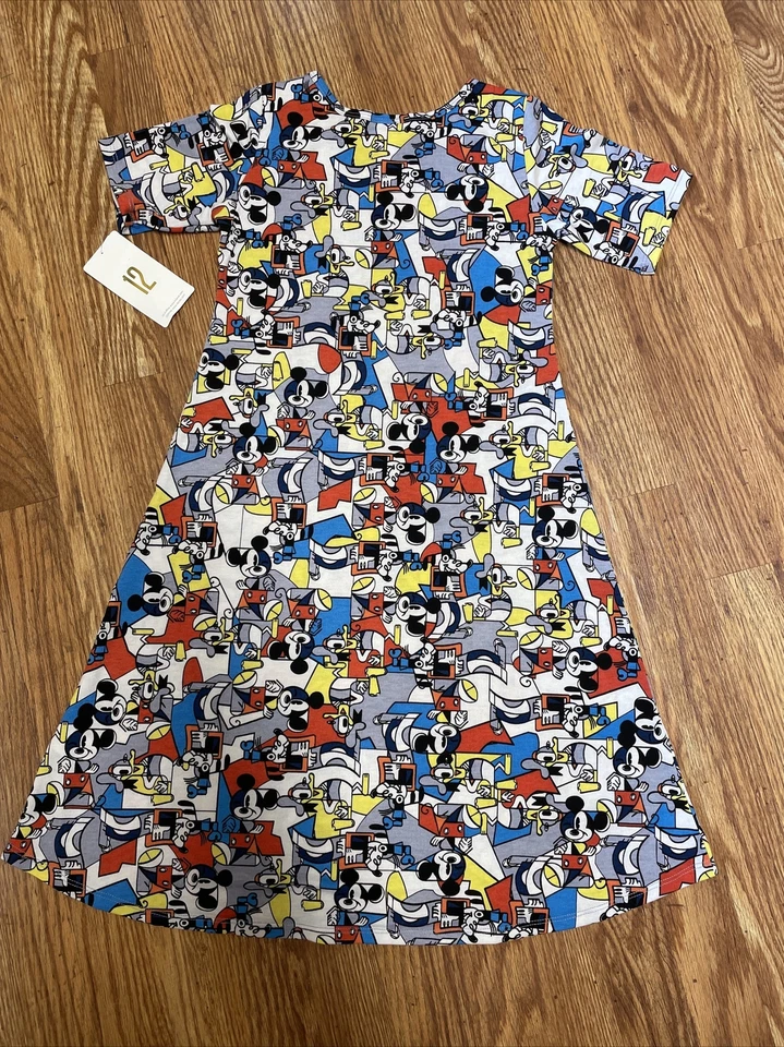 Vestido Lularoe Meninas Adeline Tamanho 12 Disney Mickey Mouse Donald Vermelho Azul Novo com etiquetas - Imagem 4 de 4