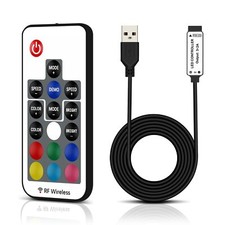 DC 5V USB RF RGB LED Controller 17-Key RF Wireless Remote Control 4 PIN 5050 ...