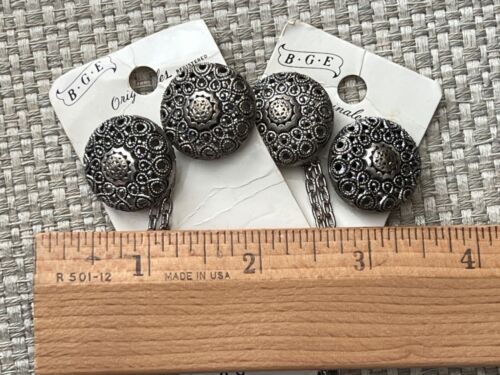 Vintage Bailey Green Elger BGE Art Deco Buttons x2 Silver Metal Jaeger Clasp USA - Picture 14 of 24