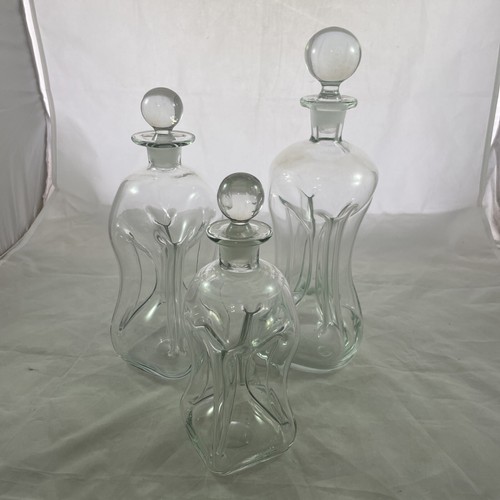 Vintage Holmegaard Kluk Kluk Hour Glass Art Decanter MCM W/ Stopper Danish 60s
