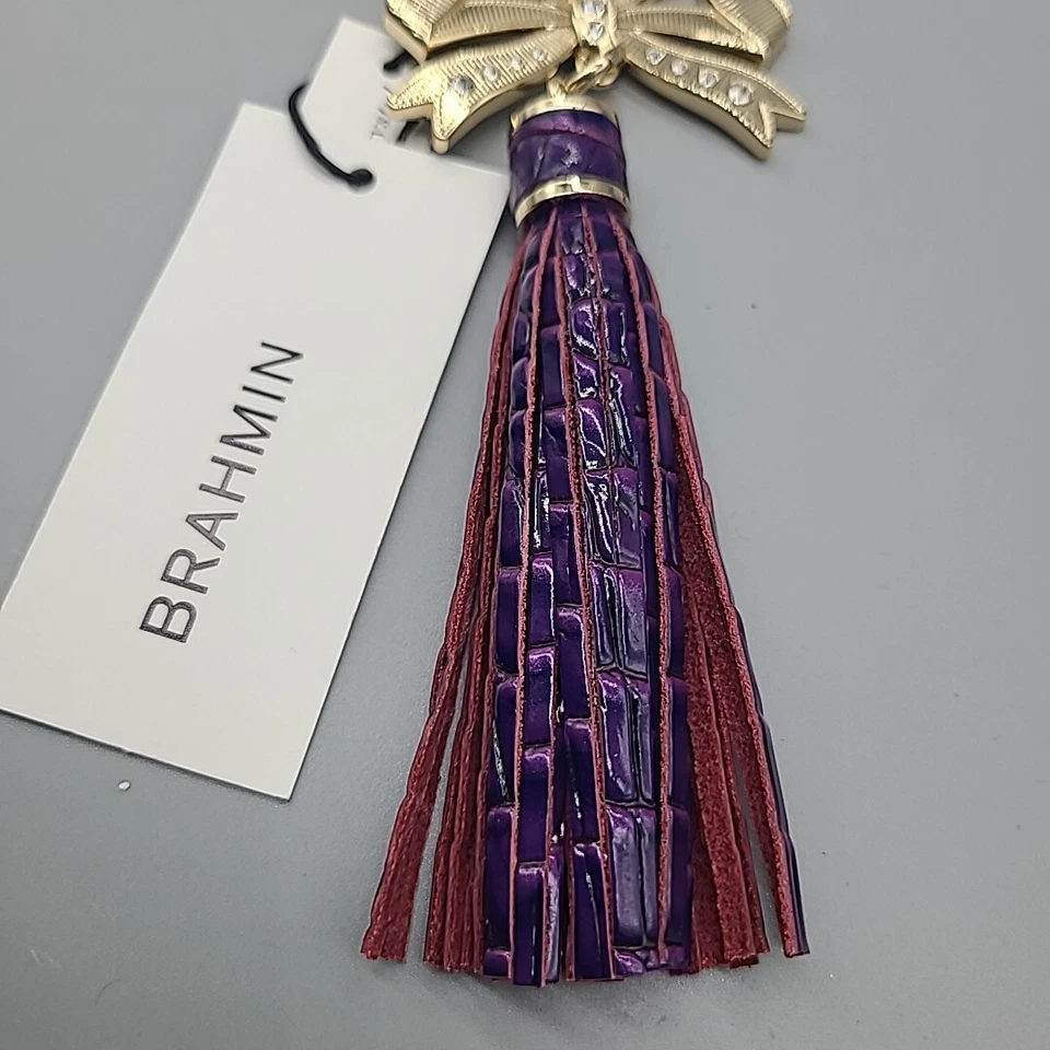 LLAVERO BRAHMIN Arco Dije Borla Púrpura Real Metal Amarillo $125 Nuevo Foto 4 de 4