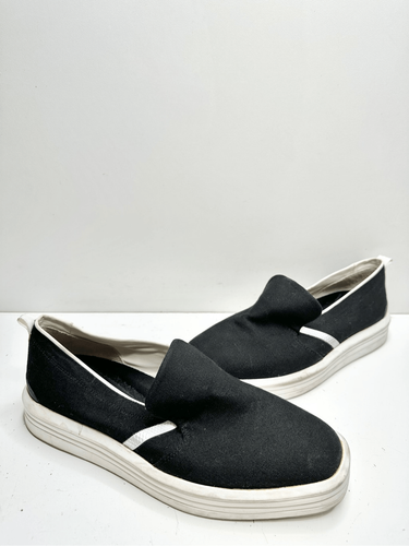 Franco Sarto Sneaker Women’s Size 7.5 Black White Canvas Slip On Style - Picture 4 of 8