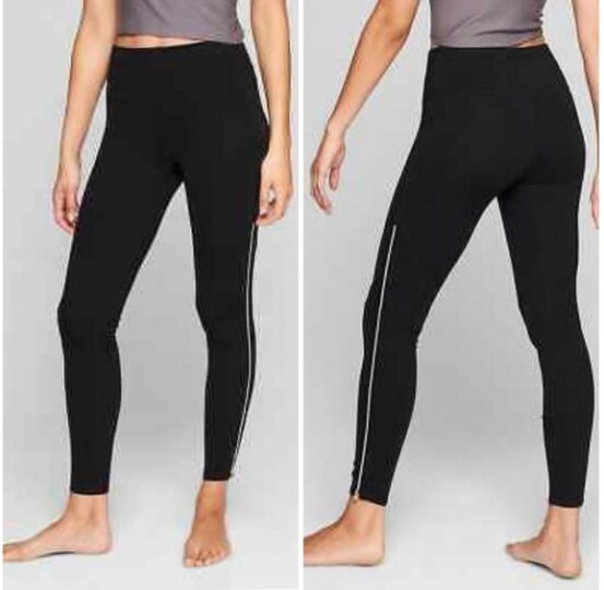 Athleta High Rise Chaturanga Copper Zipper Leggings Gem