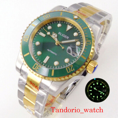 BLIGER 40mm Green Dial Sapphire Crystal NH35 MIYOTA 8215 PT5000 Luminous Watch
