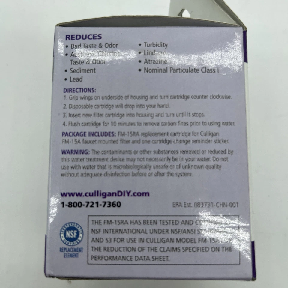 Culligan Advanced Filtration Faucet Replacement Water Filter FM-15RA NOS - Image 3 of 4