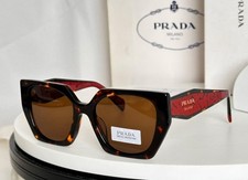 Prada PR 15WS Oversized Square Sunglasses Red Tortoiseshell UV400 w/Box