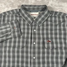 Simms Shirt Mens Large Plaid Dry Creek Outfitters Pearl Snap Fishing Outdoor