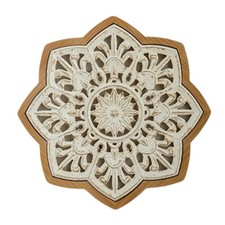 Wandrelief mit Blumenmuster rustikal Holzrelief Landhausstil f&uuml;r Flur