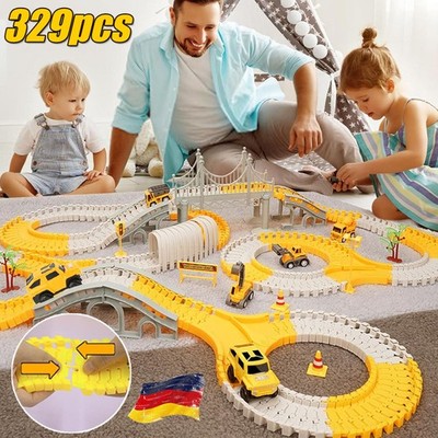 Autorennbahn Rennbahn 6 Autos Bagger Spielzeug Spielzeugautos Autobahn Kinder DE