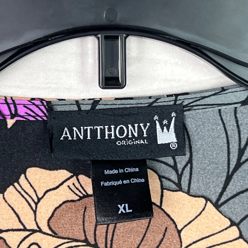 Antthony Design Jacket Womens XL Black Floral Open Front Knit Panel Long Sleeve - Image 3 of 4