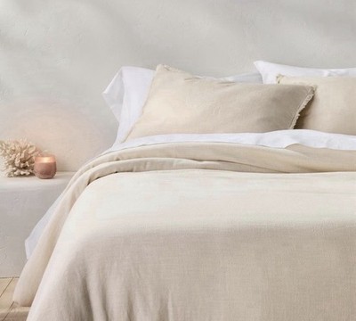 Full/Queen Heavyweight Linen BlendComforter & Sham Set Natural - Casaluna :