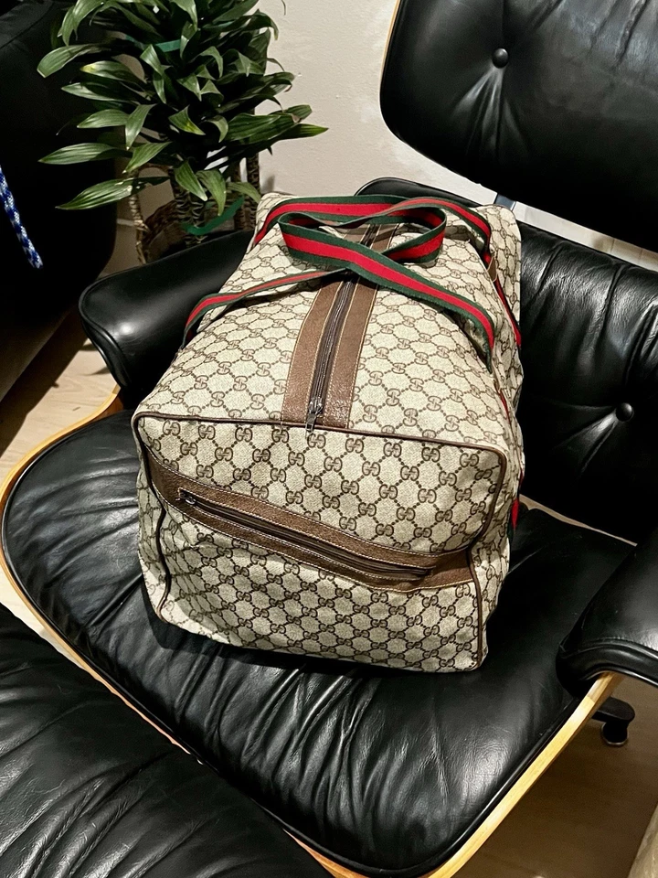 Gucci Sherry Line Large GG Monogram Duffel Travel Bag - 1978 Vintage RARE ICONIC - Image 3 of 4