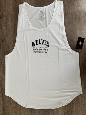Darc Sport Dry Wolf Drop Tank White Brawn Sleeveless Scoop Neck XL