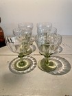 Lot De 6 Verres À Vin Cuit / Vin Blanc Fin XIXÈME Pied Vert Émeraude Superbe 🤩
