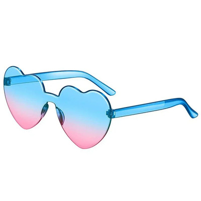 Liebe Herzform Sonnenbrille Damen Party Mädchen randloses Gestell Gläser bunter Farbverlauf