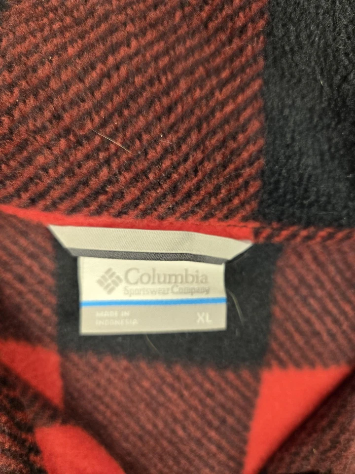 Chaqueta Columbia Para Hombre XL Roja Negra Búfalo Cuadros Vellón Cremallera Completa Exterior Foto 3 de 4