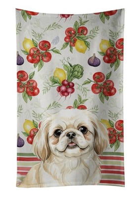 Caroline's Treasures Cream Pekingese Vegetables Kitchen Towel WDK8349KTWL