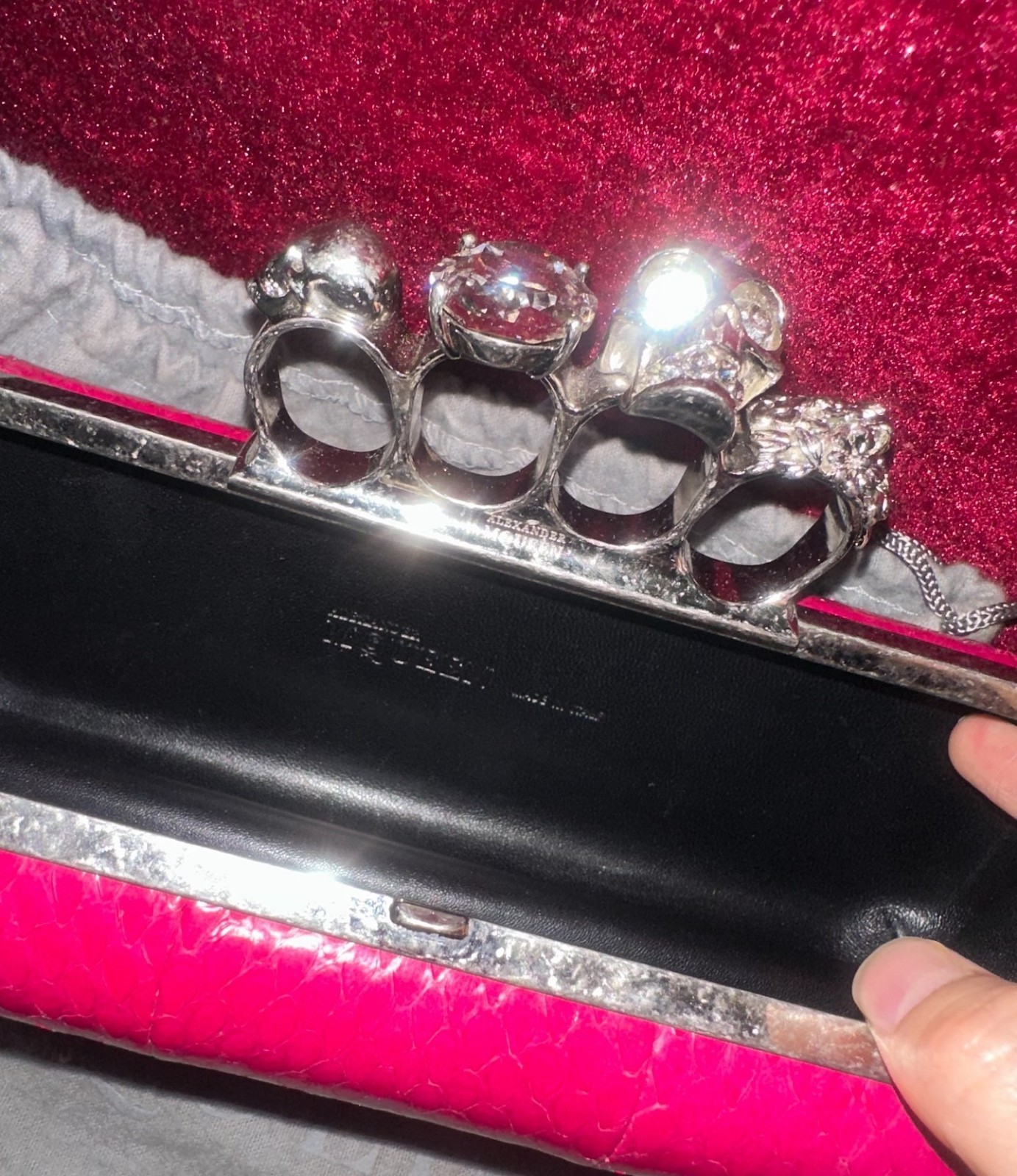 ALEXANDER MCQUEEN Pink Python Skin Knuckle Box Cl… - image 4