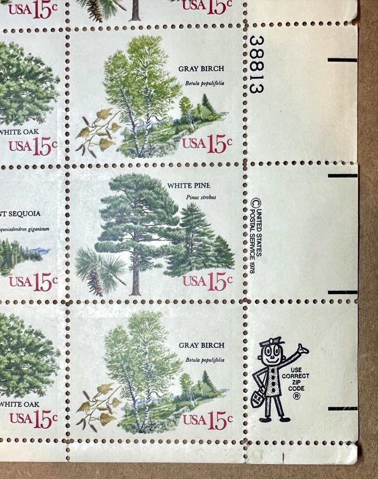 American Trees Sheet of Forty 15 Cent Postage Stamps From 1978 - Image 2 of 4