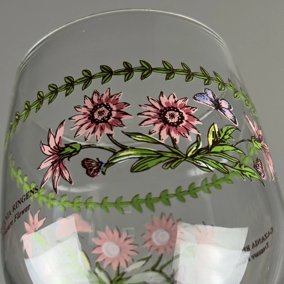 Set Of 5 Wine goblets glasses 7,5" Portmeirion Botanic Garden Treasure Flower - Image 4 of 4
