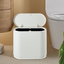 10L Slim Kitchen Trash Bin with Lid Small Narrow Garbage Can for Bathroom