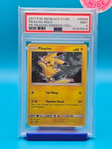 PSA 9 - 2017 POKEMON SM BLACK STAR PROMO SM98 PIKACHU-HOLO PIKACHU SIDEKICK COLL