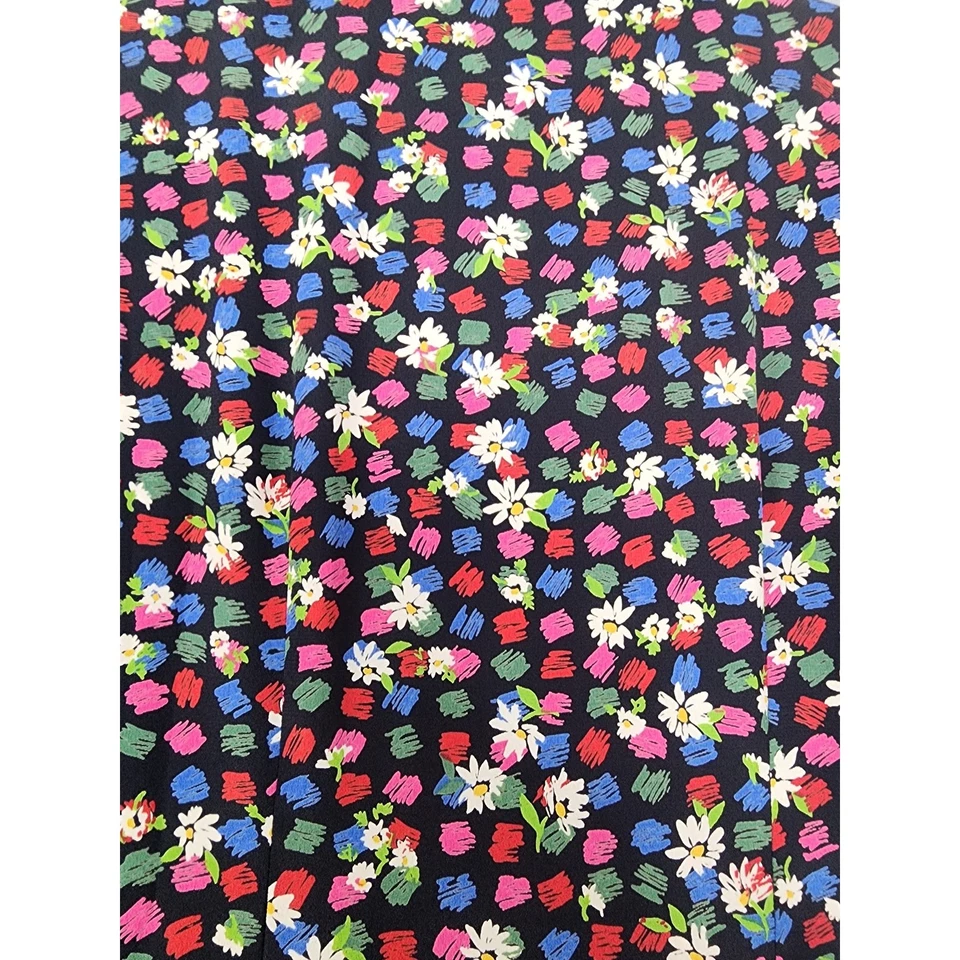 Vintage 80s Leslie Fay Floral Belted Drop Waist Shirt Dress Size 6P Black Office - Image 4 of 4