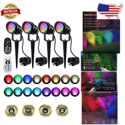 Waterproof Outdoor Spotlight 12W RGBW Color Changing Landscape Lights RF Remote
