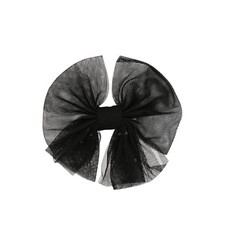 6 Inch Tulle Hair Bow with Rhinestones, Black