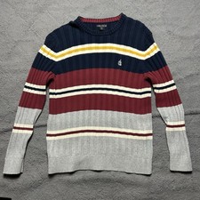 Nautica Cable Knit Sweater Striped Long Sleeve Pullover Mens Size L