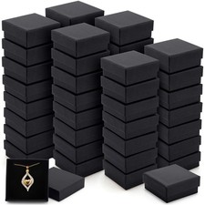 48 Packs Black Jewelry Gift Boxes Bulk Cardboard Small Square Jewelry Box for...