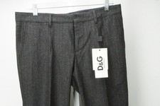 Dolce & Gabbana Gray Rust Stripe Flannel Wool Dress Pants Trousers Sz 48 EU NEW