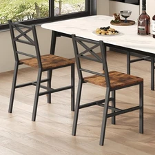 Dining Chair Set of 2, Rustic Wooden Kitchen Chairs with Backrest, Farmhouse