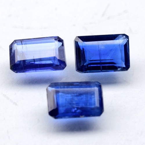 💎 2.07ct 3pcs Lot Octagon Natural Blue Kyanite - Untreated, Nepal Gemstone