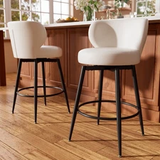 Bar Stools Set of 2/4 Swivel PU Leather Counter Height with Back Kitchen Island
