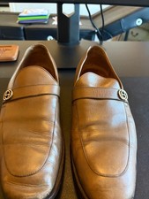 Gucci Mens Brown Leather Horsebit Loafers Size 11.5