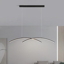 Dimmable LED Linear Pendant Light, 35.4  Matte Black for Kitchen  Dining