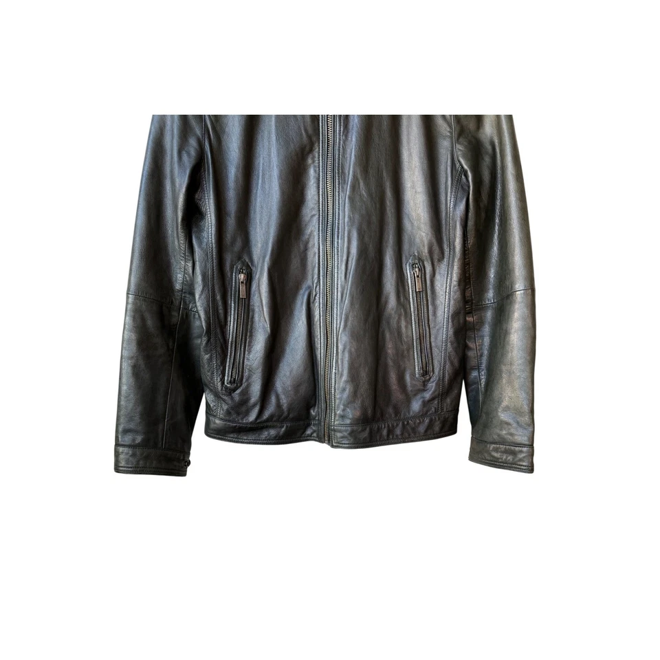 Chaqueta Bomber Massimo Dutti Para Hombre Cuero Genuino Talla L Verde Oscuro Piel de Oveja Foto 3 de 4