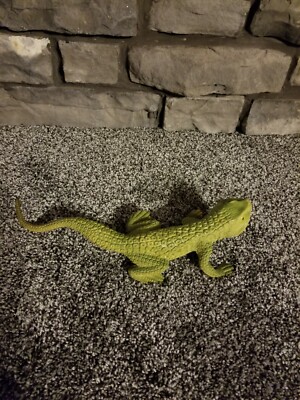Rubber Foot Long Lizard Toy Yellow w/ Mouth Open