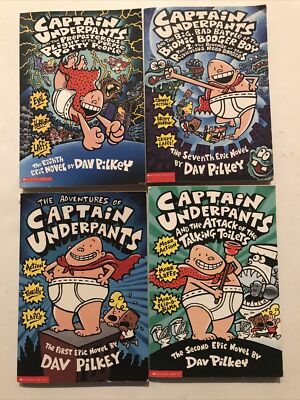 Lot of 4 - The Adventures of Captain Underpants Books by Dav