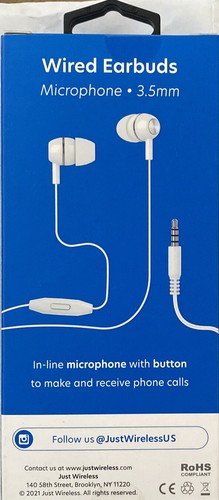JW Just Auriculares con Cable Inalámbricos Micrófono 3,5 mm Jack Blanco Totalmente Nuevos - Imagen 2 de 2